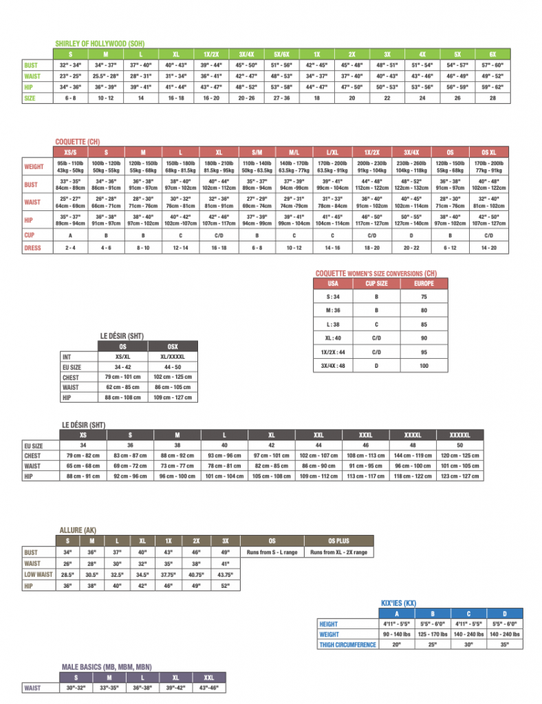 Eldorado Lingerie Size Chart 3